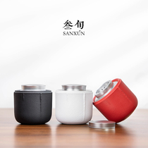 Three mid-Wenqi tea caddy ceramic sealed household kung fu tea moisture chu cha guan portable small cha cang