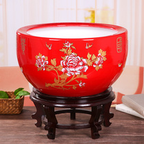 Jingdezhen Cornucopia ceramic fish tank fish basin King size lotus cylinder Turtle cylinder Household Feng Shui lucky ornaments