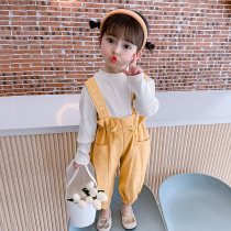 Girls bib pants spring and autumn 2021 new childrens Korean version of the foreign style fashionable childrens clothing female baby casual pants tide pants