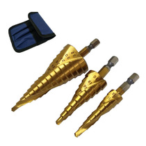 Spot spiral groove 4-32 step drill 4-20 titanium-plated hexagon handle reaming pagoda drill 4-12mm hole opener