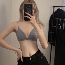 LA girl summer single front button sexy solid color cross thin shoulder strap seamless V-shaped bottom triangle bra