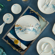 Kangpushi plate dish plate household 2021 new bowl plate fish plate round plate Jingdezhen bone china tableware high-end