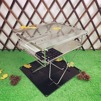 Black deer burning rack stainless steel picnic grill Folding portable beacon table raw carbon heating wood firewood household barbecue stove
