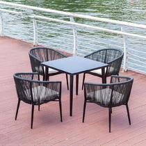 Outdoor furniture table and chair leisure balcony creative outdoor small coffee table set rattan chair personality dining chair Fashion Hotel