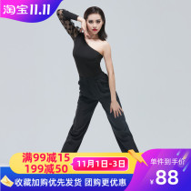 Latin dance pants womens high waist modern pants mens new national standard dance pants dance practice pocket pants dance special pants