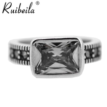 ruibeila925 Silver Korean Gem Simple Single Lady Ring Punk Personality Thai Silver Little Finger Tail Ring