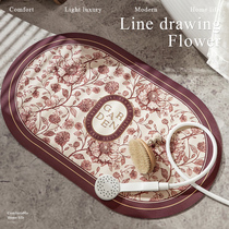 Anine modern brief about red water absorbent ground floor Doormat Handwashing Bench Speed Dry Foot Mat Non-slip Soft Silicon Algae Clay Mat