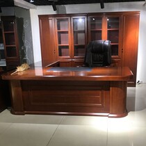 Office furniture Big desk Boss table 2 4 office desks and chairs Modern Chinese solid wood leather president table Manager table 2 meters