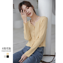 Long sleeve knitted cardigan womens 2021 Autumn New Korean V-neck thin inner sweater base shirt coat