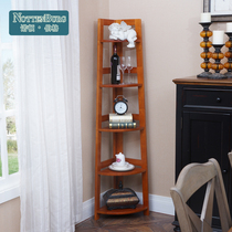 Solid wood bedroom corner bookshelf simple living room tripod shelf corner rack corner storage rack rack rack