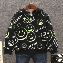 2021 Autumn loaded with new boy necropolis Han version childlike long sleeve printed cartoon midchild with cap baby hit undershirt