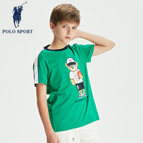 Polosport Childrens Boy Clothing T-shirt Short sleeves Green Round-necked Pure Cotton Breakthrough Child Shirt