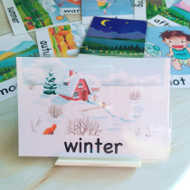English cards Waterproof flash cards Seasonal time cards 12 Kindergarten childrens word cards Early education English teaching aids