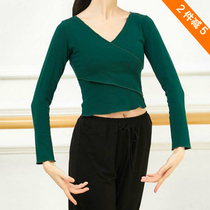 Modern dance sashimi Short style Practice Utiliti Yoga V Collar Middle Sleeve Dance Dress Professional Art Examination Blouses Ki training women