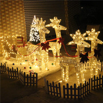 Christmas deer pull cart wrought iron deer piece sleigh car elk decorator scene arrangement Christmas glowing decorations
