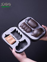 LAREEY Purple Sand Kung Fu Tea Set with Light Luxury Luxury Office Portable Travel Tea Cup Simple Bubble Tea Pot Gift