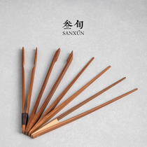 Thirty-year tea clip bamboo kung fu teacup clip tweezers to make tea anti-hot solid wood six gentlemen tea ceremony tea tea set accessories