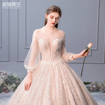 Light wedding dress 2020 new bride long-sleeved dress luxury tail dream starry sky net red shake sound with the same Sen department owner