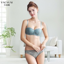 2020 new European and American bra no steel ring embroidery conjoined half cup 1 2 Cup ladies underwear bra set