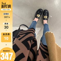 (shei Susinyin) texture to explode ~ retro gold buckle flat bottom coarse heel small leather shoes Lefoe shoes womens single shoes