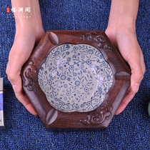 Fashion ashtray New Chinese style creative ebony ashtray High-grade mahogany carving crafts solid wood ashtray