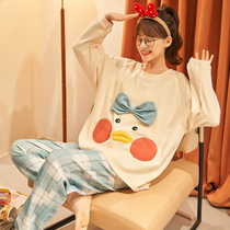 Sleepwear Women Spring Autumn Winter Pure Cotton Long Sleeve Cute Mesh Red All-cotton Thin 2021 New home Suits Summer Suit