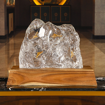 Mountain sculpture resin decoration club living room entrance desktop decoration home new Chinese transparent leaf art ornaments