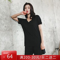 Modal pajamas female summer thin sexy with chest pad two-piece Large size short sleeve casual home clothes can be worn outside