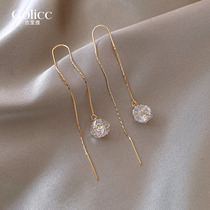 Ancient Rija Earrings Drilled Ball Ear Line Female Light Extravaganza Design Sensation 2022 New Tide 925 Silver Needle Ear Ornaments