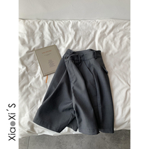 Xiaoxijia) Handsome high waist thin A-line wide-leg pants casual boots shorts loose and wild Western style suit pants women