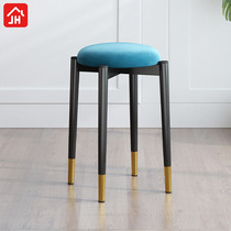 Nordic Iron Art Round Stool Home Light Lavish Sloth Man Beauty Chia Dwarf Stool Net Red Little Stools Creativity Stackable Bench Suede Art