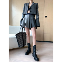 Suit suit womens 2021 spring new Korean casual Western style suit half-body pleated skirt fashion two-piece tide