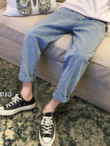 Jeans Mens Summer Thin mens straight sleeves Pants Spring Autumn Black Loose Tide Cards Long Pants Retro Loose 90% Pants