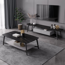 Italian coffee table TV cabinet combination imported rock plate furniture set modern simple living room small apartment TV cabinet