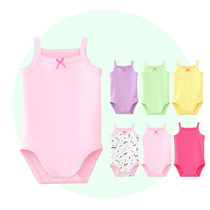 Cotton baby jumpsuit summer vest triangle ha dress female baby sleeveless climbing suit newborn sling bag