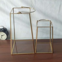 European-style design Wedding decorations Portable greenhouse glass wind lamp candlestick trapezoidal desktop storage box Window display
