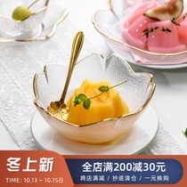 Creative glass bowl transparent salad bowl cute Japanese fruit bowl tableware dessert bowl girl heart personality home Bowl