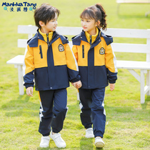 Primary school uniforms chargeback uniforms three-piece suits for spring and autumn children can disassemble kindergarten costumes and autumn clothes