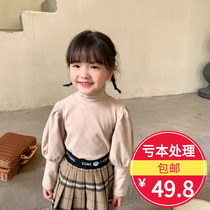 Female baby half collar polished base shirt 2020 Autumn dress Korean new childrens coat 1-6 year old girl long sleeve T-shirt