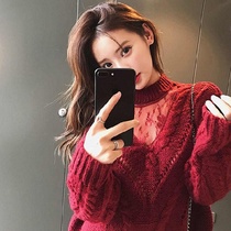 Hong Kong Chao Brand Loose Skinny Half turtle neck Women's 2021 Fall Winter New Women's Wool Knitted Backing Shirt Women