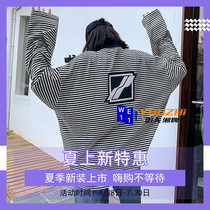Over-experience we11done black and white striped long sleeve T-shirt welldone spring summer new tide card undershirt woman