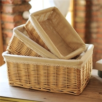 Storage basket Rattan storage box Pastoral willow fabric basket Fruit desktop snack box Bamboo woven storage basket