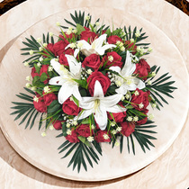 Hotel large round table electric dining table middle decoration turntable flower drying flower living room hotel fake flower decoration