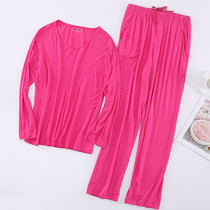 Womens long sleeve trousers autumn and winter home wear pajamas set thin loose casual fattening plus size 200kg drawstring