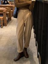 (JUSLIN) autumn and winter BI prepared cotton inner micro-polished retro nine-point cone-shaped Haren pants F1234