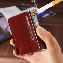 Fragrant Aluminum Alloy Cigarette Case Mens 19 Mounted Portable Automatic Slingshots With Charge Windproof Lighter lighter integrated personality Custom
