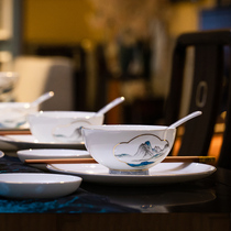 Comps boss recommends new Chinese dishes set household bone China Jingdezhen high-end light luxury dishes and utensils