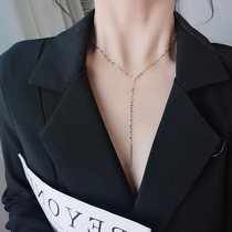 Y-shaped tassel necklace female titanium steel plated 18K gold light luxury choker female long neck chain fashion simple jewelry