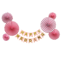 Marriage flag pennant background wall wedding room layout hot fish tail flag pull flag paper wedding room decoration layout