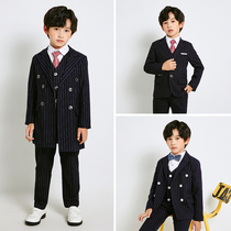 Dress suit suit autumn coat double breasted plus fleece boy host catwalk dress piano performance costume